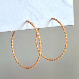 Sunrise Hand Beaded Hoop Earrings